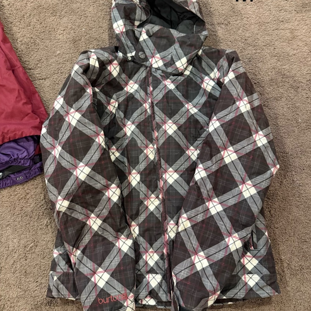 Burton Women's Plaid Ski Jacket - Black, White, Pink